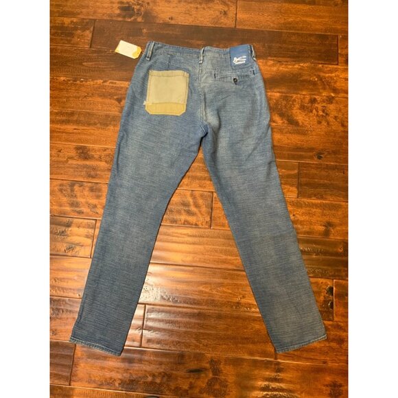 Denham Men's Tokyo Drop Carrot Fit Patched Blue Jeans, Size 30 - Picture 7 of 9